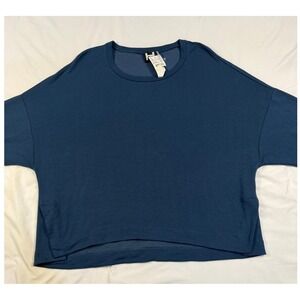 H by Bordeaux Marine Blue Oversized Sweatshirt XL NWT Drop Shoulder High Low Hem